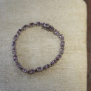 Sterling Silver & Light Purple Amethyst Stone Tennis Bracelet with Maker&#39;s Mark, 7 Inch Bracelet w/ Oval Amethyst Stones, Gemstone Bracelet