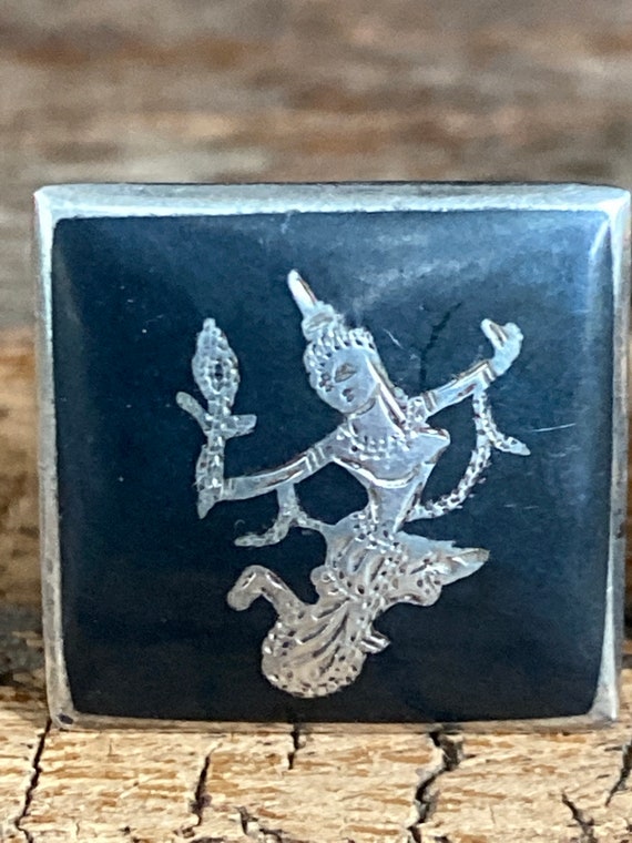 Vintage pair of square Siam sterling cufflinks, S… - image 6