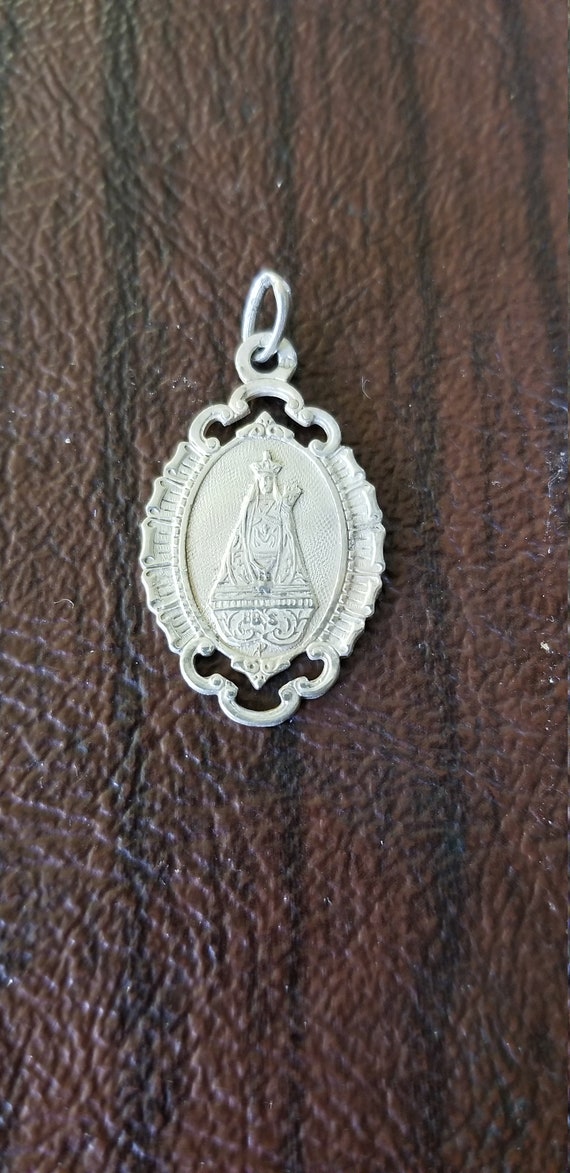 Vintage 800 Silver French Religious Medal, Virgin 