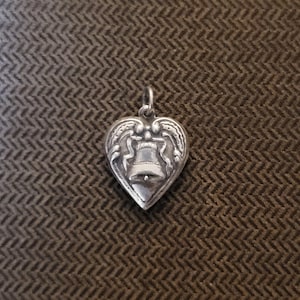 Vintage Sterling Silver Puffy Heart Charm/Pendant, Heart with  a Bell and Bow Charm, Puffy Heart, Collectible Puffy Heart Charm