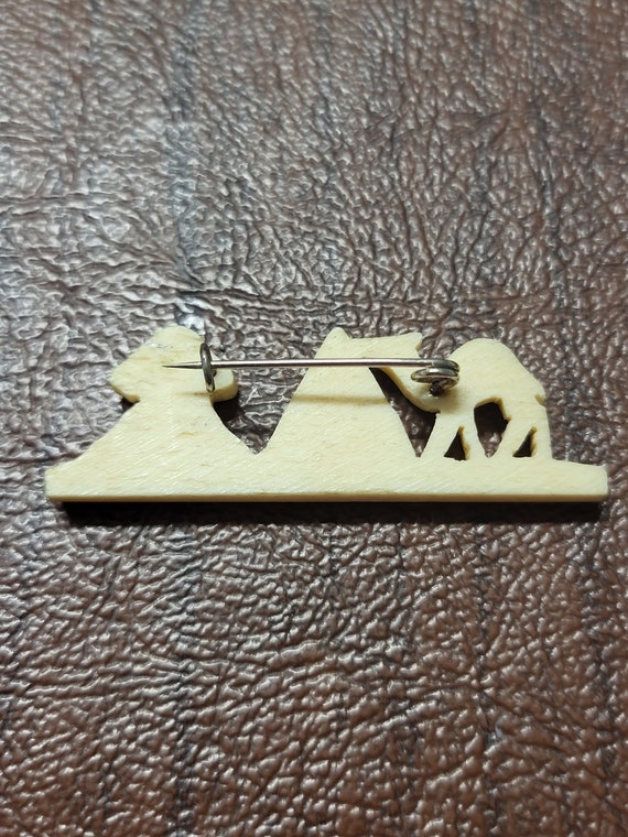 Carved Bone Camel,  Pyramid and Sphinx Brooch, Vi… - image 8