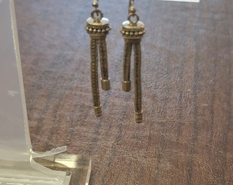 Vintage Sterling Silver Woven Chain Earrings, Foxtail Weave Earrings, Turkish Style Woven Earrings