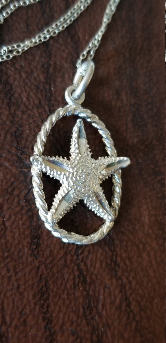 Pretty Sterling Silver Starfish Pendant Necklace,… - image 4