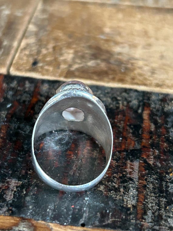 925 sterling silver statement ring with oval pink… - image 3