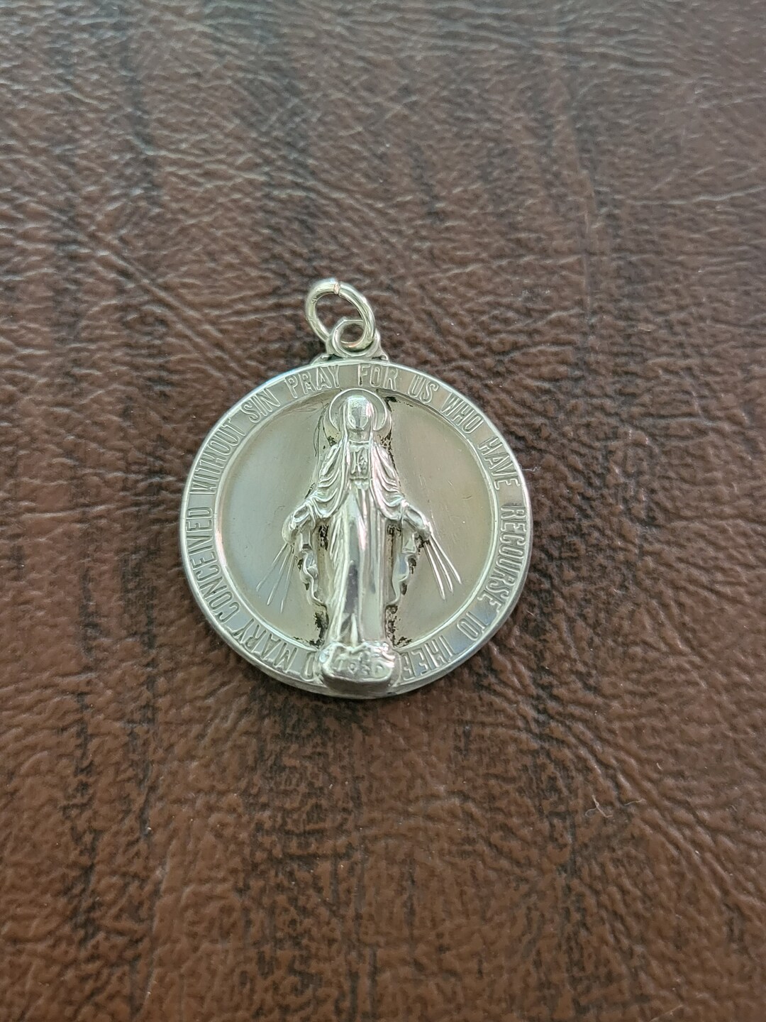 Hayward Sterling Silver Miraculous Medal, Vintage Virgin Mary Medal ...