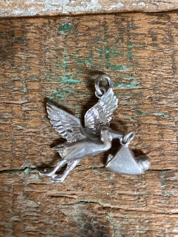 Vintage Wells sterling silver flying stork carryin