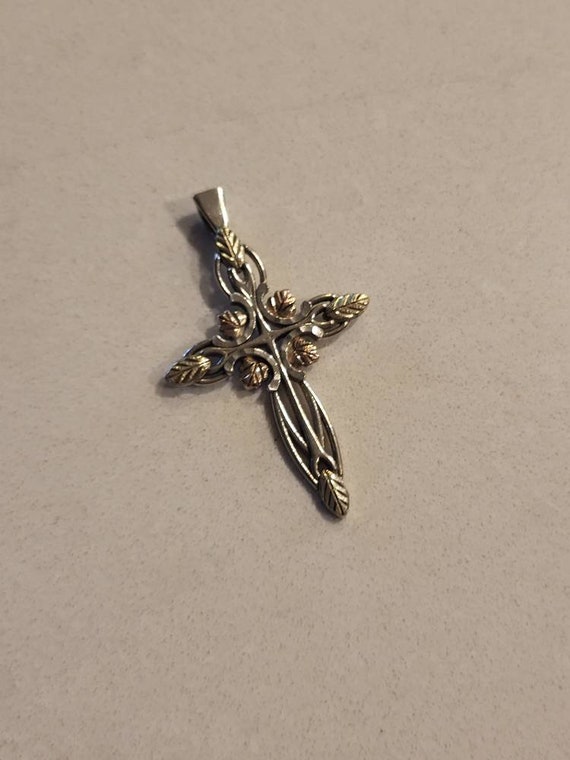 Sterling Silver and 12K Gold Cross Pendant, Sterli