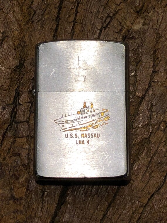 U S S Nassau Lha 4 Zippo Cigarette Lighter Etsy