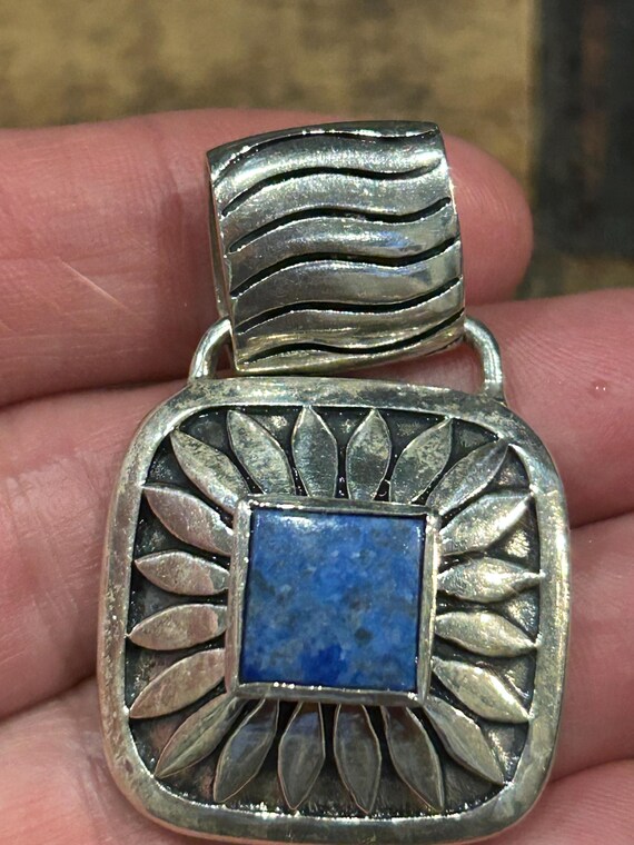 925 sterling silver statement square flower slide… - image 7