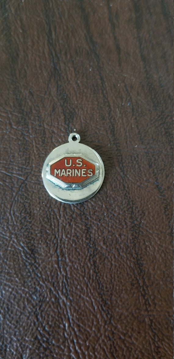 Vintage Sterling Silver and Enameled U.S. Marines 