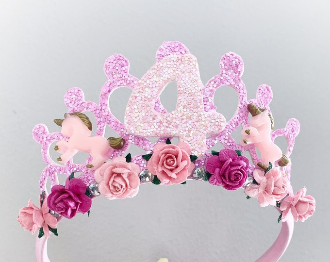 Unicorn Birthday tiara crown, child’s birthday tiara, unicorn tiara, girls birthday crown, unicorn crown, girls birthday gifts