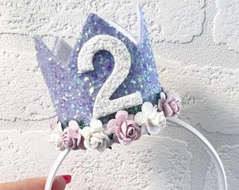 Glitter Birthday Crown on Alice Band: Handmade Party Hat