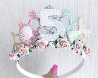 Mermaid birthday crown tiara, mermaid tiara Alice band headband, party props, girl gifts