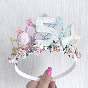 Mermaid birthday crown tiara, mermaid tiara Alice band headband, party props, girl gifts