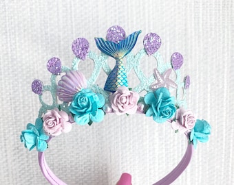 Mermaid tiara, birthday tiara, child’s birthday tiara, mermaid tiara, girls birthday crown, mermaid crown, birthday gifts for girls