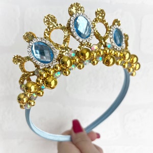 Gold Princess Tiara Crown: Pearl & Gem Birthday Headband
