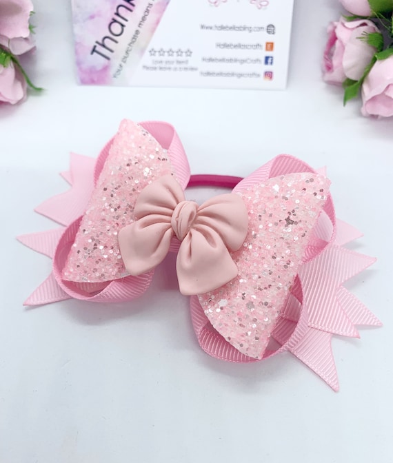 Pretty in Pink Glitter Bow Headband