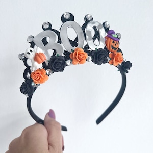 BOO Halloween Tiara: Ghost, Pumpkin, & Floral Crown Headband
