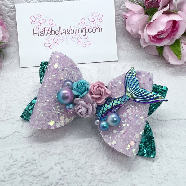 Mermaid hair bow, mermaid bow, mermaid hair accessories, gifts for girls, stocking fillers, mermaid party, mermaid hair