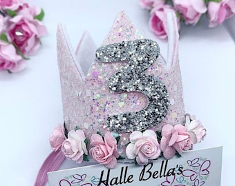 Birthday crown, party hat, birthday hat, 1st birthday crown, glitter crown, girls birthday crown, photo prop, cakesmash props