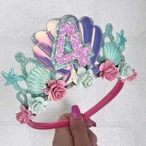 Mermaid birthday crown tiara, mermaid tiara Alice band headband, party props, girl gifts