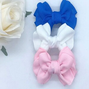 Ribbon Bow Set: 5 cm Fransenclips, Kleines Mädchen Haarschmuck