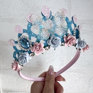 Butterfly Birthday Crown: Glitter Fabric Tiara, Alice Band Headband