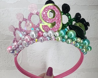 Pink & Green Birthday Tiara Crown: Wicked Princess Party Headband
