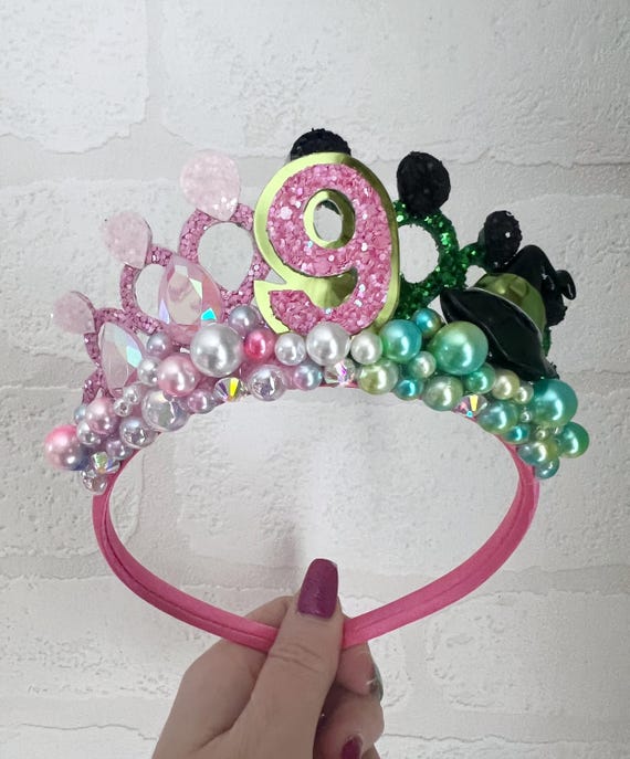 Pink & Green Birthday Tiara Crown: Wicked Princess Party  display picture 2