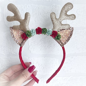 Christmas Reindeer Antler Headband: Handmade Holiday Ears