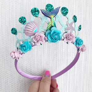 Mermaid Birthday Tiara: Turquoise Lilac Crown Headband