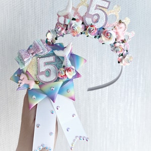 Mermaid Unicorn Birthday Crown: Pastel Rainbow Tiara