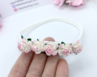 White soft baby toddler flower headband, soft flower headband, boho flower crown, flower girl gift, boho flower headband, wedding