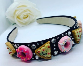Doughnut and pizza themed Aliceband, girls hair accessories, Aliceband, girl gifts, stocking fillers