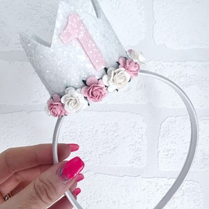 Crown on Alice band, birthday crown, party hat, 1st birthday gift ideas, crowns for girls, crowns in the UK, any age available