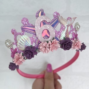 Mermaid birthday crown tiara, mermaid tiara Alice band headband, party props, girl gifts