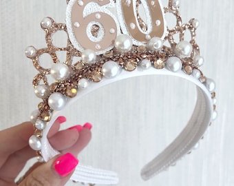 Birthday tiara, birthday crown,  30, 40, 50, 60 birthday tiara, glitter birthday tiara, gifts for 30th, birthday age tiara