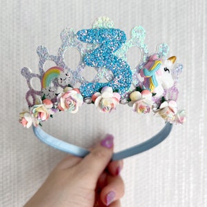 Unicorn Rainbow Birthday Tiara: Glitter Princess Crown