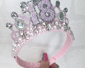 Ladies adults Birthday tiara, 18th birthday crown, Alice band headband tiara, party props, girl gifts, lady gifts