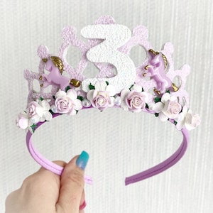 Unicorn Birthday tiara crown, childs birthday tiara, unicorn tiara, girls birthday crown, unicorn crown, girls birthday gifts image 1