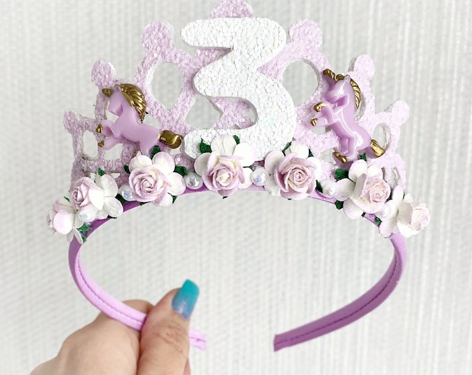 Unicorn Birthday tiara crown, child’s birthday tiara, unicorn tiara, girls birthday crown, unicorn crown, girls birthday gifts