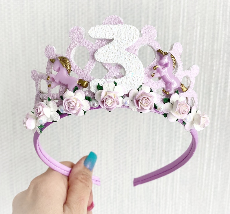 Unicorn Birthday tiara crown, childs birthday tiara, unicorn tiara, girls birthday crown, unicorn crown, girls birthday gifts image 1