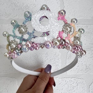 Pearl Birthday Tiara Crown: Gold Princess Party Headband