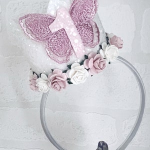 Butterfly 1st Birthday Crown: Lemon & Pink Glitter Party Hat