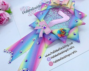 Pastel Rainbow Birthday Rosette: Girls Party Badge