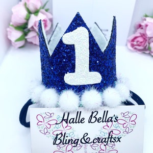 Boys 1st Birthday Crown: Glitter Party Hat, Photo Prop