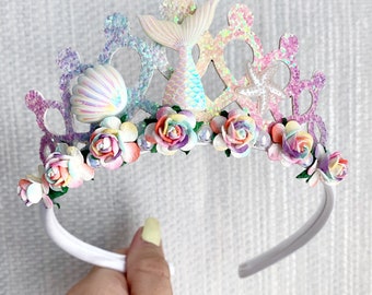 Mermaid tiara crown, child’s birthday tiara, mermaid tiara, girls birthday crown, mermaid crown, girls birthday gifts