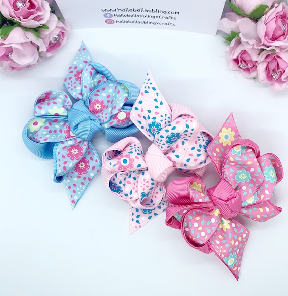 花柄リボンヘアリボン：二重リボンクリップ - Etsy 日本
