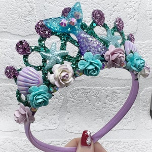 Mermaid Birthday Tiara: Lilac & Green Crown for Girls