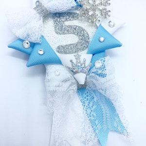 Baby Blue Birthday Rosette: Handmade Lace Ribbon Badge